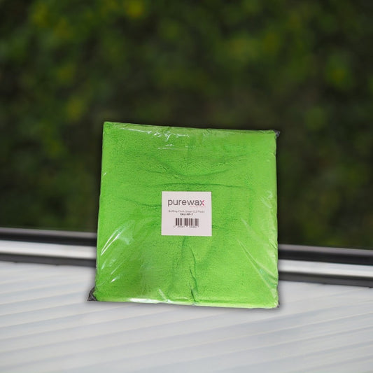 PureWax Buffing Microfibre Cloth 500GSM Green 10 Pack